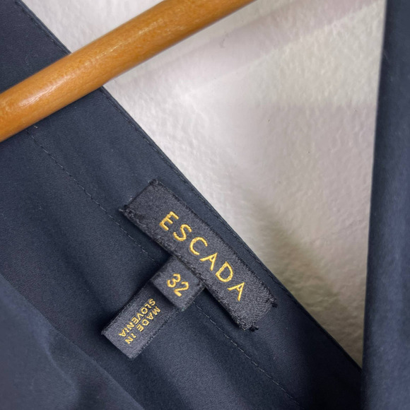 Escada Black Pleated Sleeveless Wrap Knee Length Cotton Dress Women's 32 US 2 - Picture 4 of 15